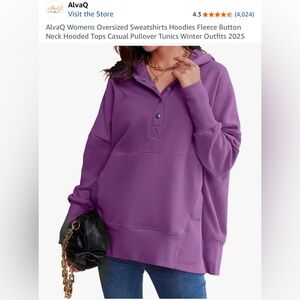 Women's Oversized Purple Fleece Hoodie